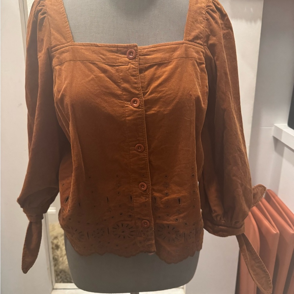Women's Brown Button-Up Top corduroy madewell XS